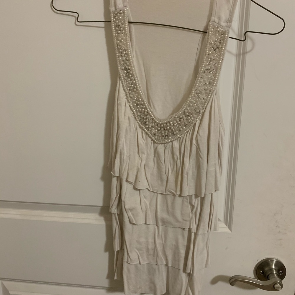Small off white beaded tank top